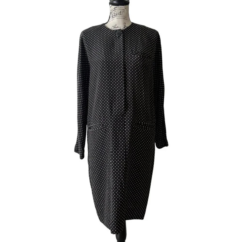 Vintage St. Gillian by Kay Unger Size 6 Dress Silk Shift Black White Polka Dot - Picture 1 of 7